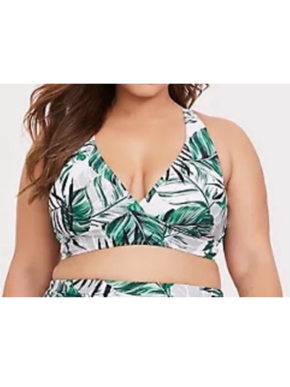 Torrid Palm Triangle Green & White  Bikini Top Size 2X